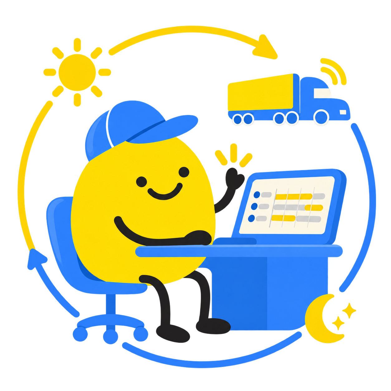 ELD Engine mascot providing 24/7 compliance coverage